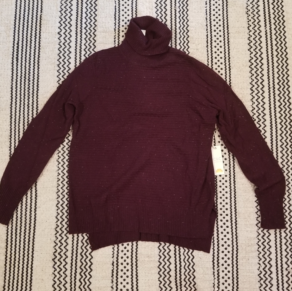 Purple speckled wool turtleneck